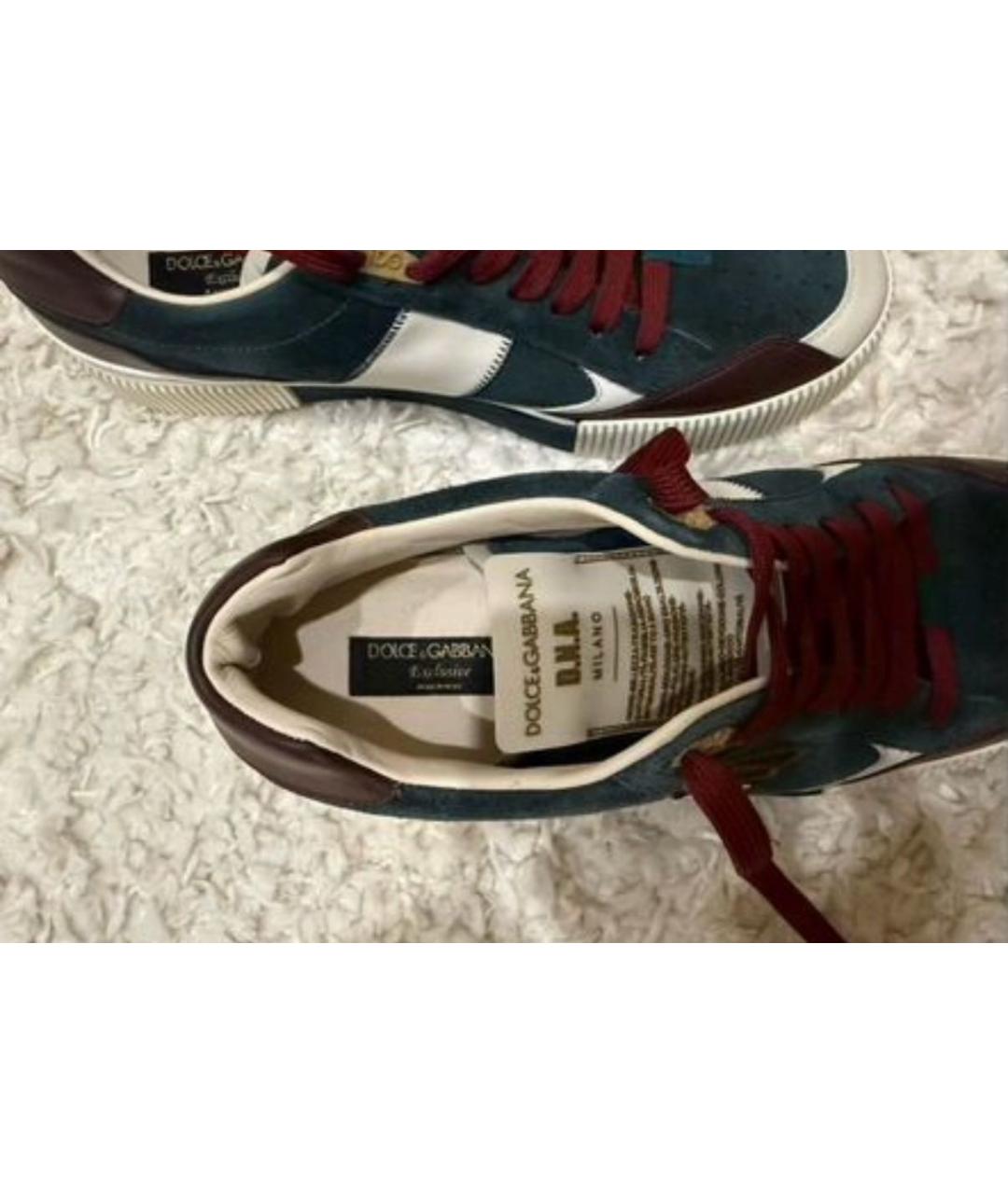 DOLCE&GABBANA Бирюзовые замшевые низкие кроссовки / кеды, фото 3