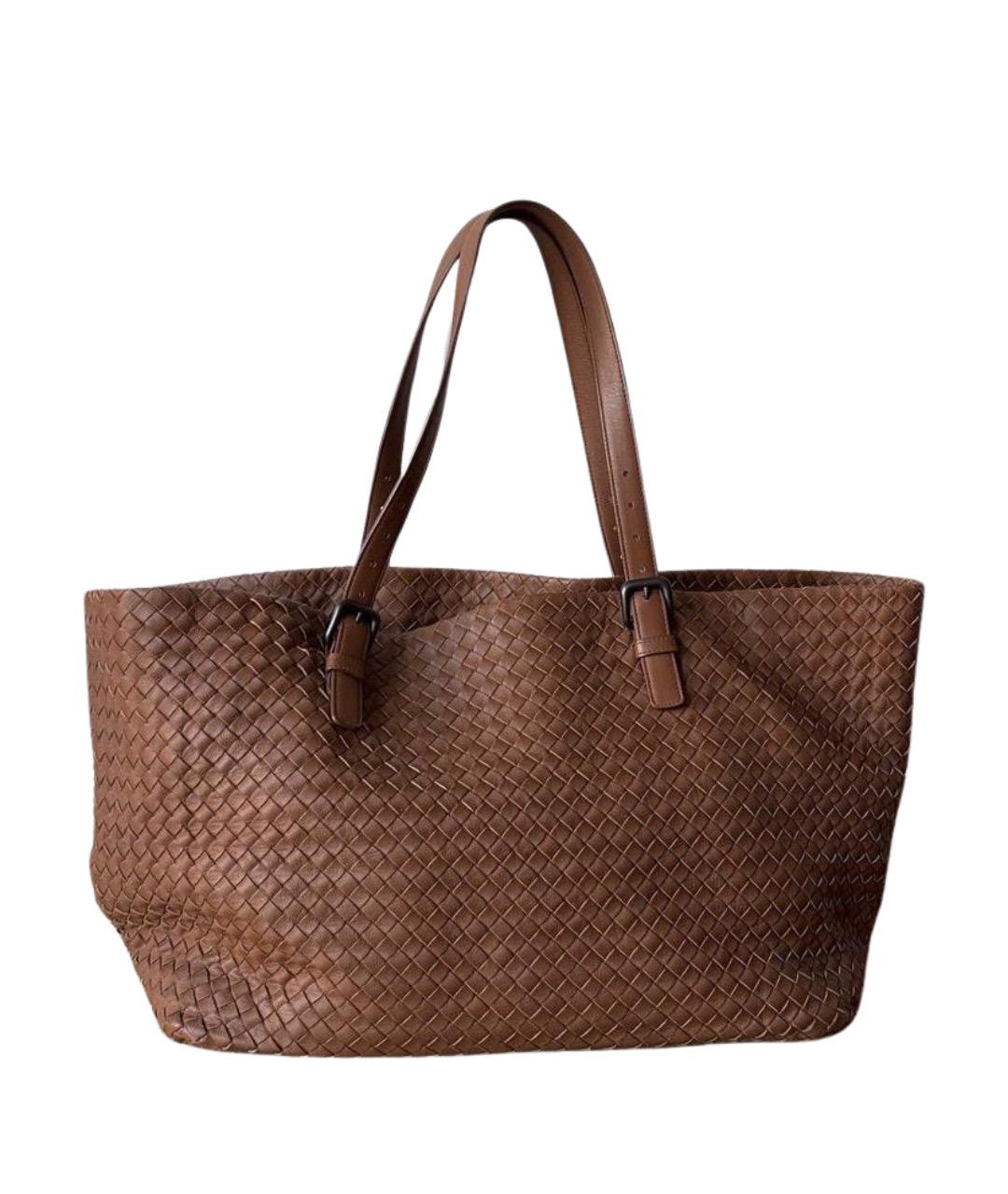BOTTEGA VENETA Коричневая кожаная сумка тоут, фото 1