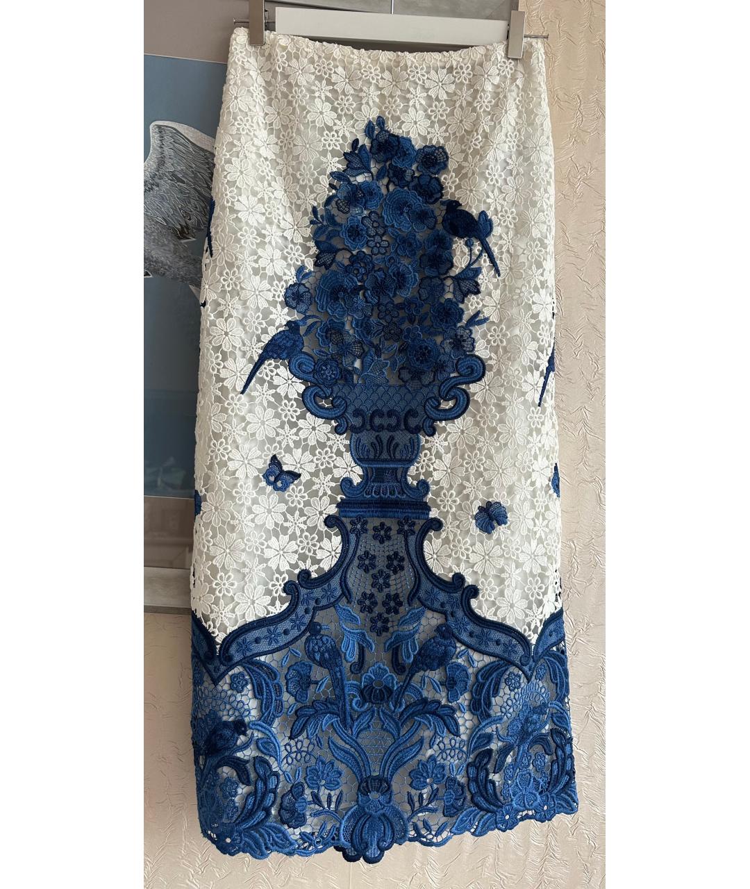 VALENTINO Белая вискозная юбка миди, фото 4