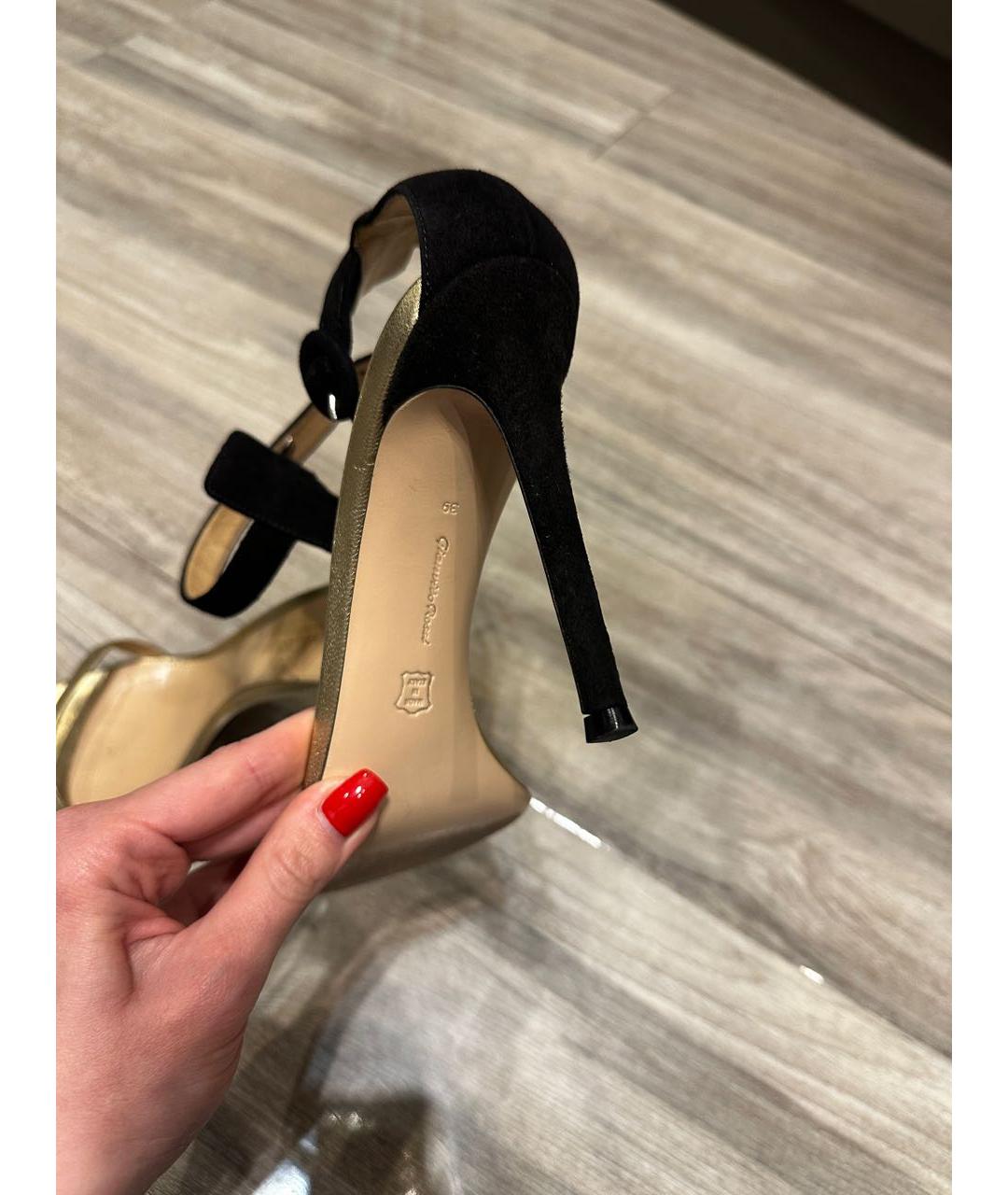 GIANVITO ROSSI Золотые замшевые босоножки, фото 6