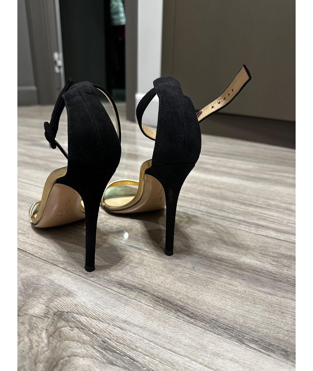 GIANVITO ROSSI Золотые замшевые босоножки, фото 4