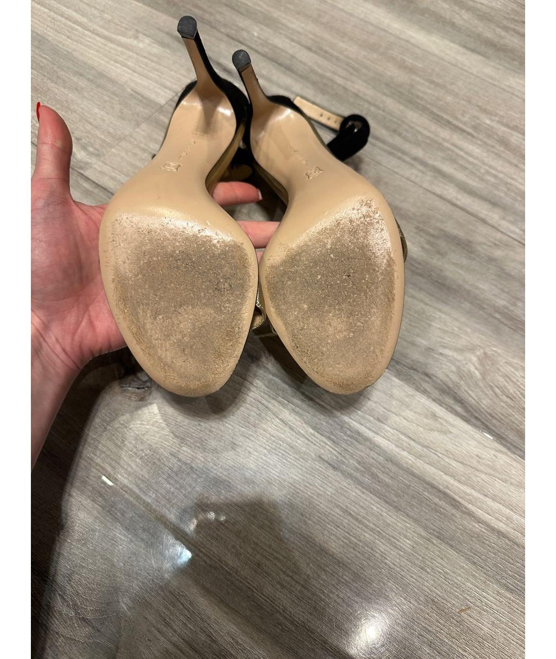 GIANVITO ROSSI Золотые замшевые босоножки, фото 7