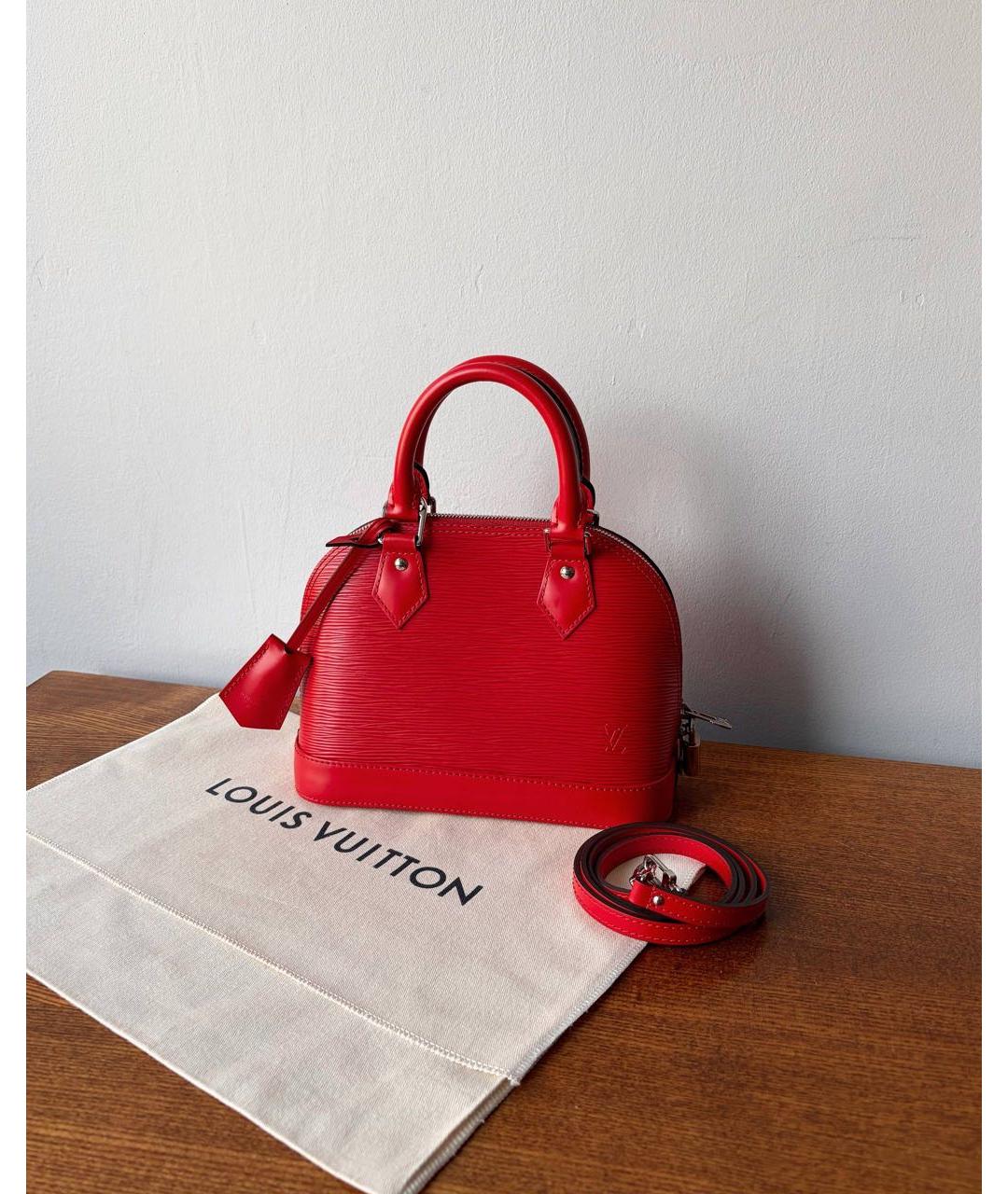 LOUIS VUITTON Красная кожаная сумка с короткими ручками, фото 2