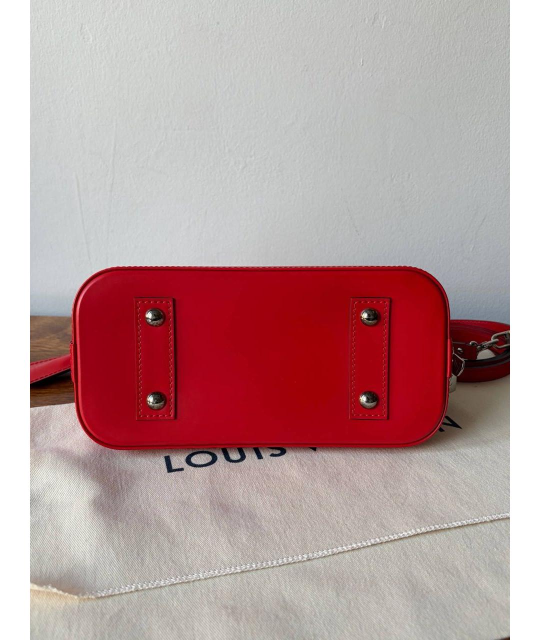 LOUIS VUITTON Красная кожаная сумка с короткими ручками, фото 7