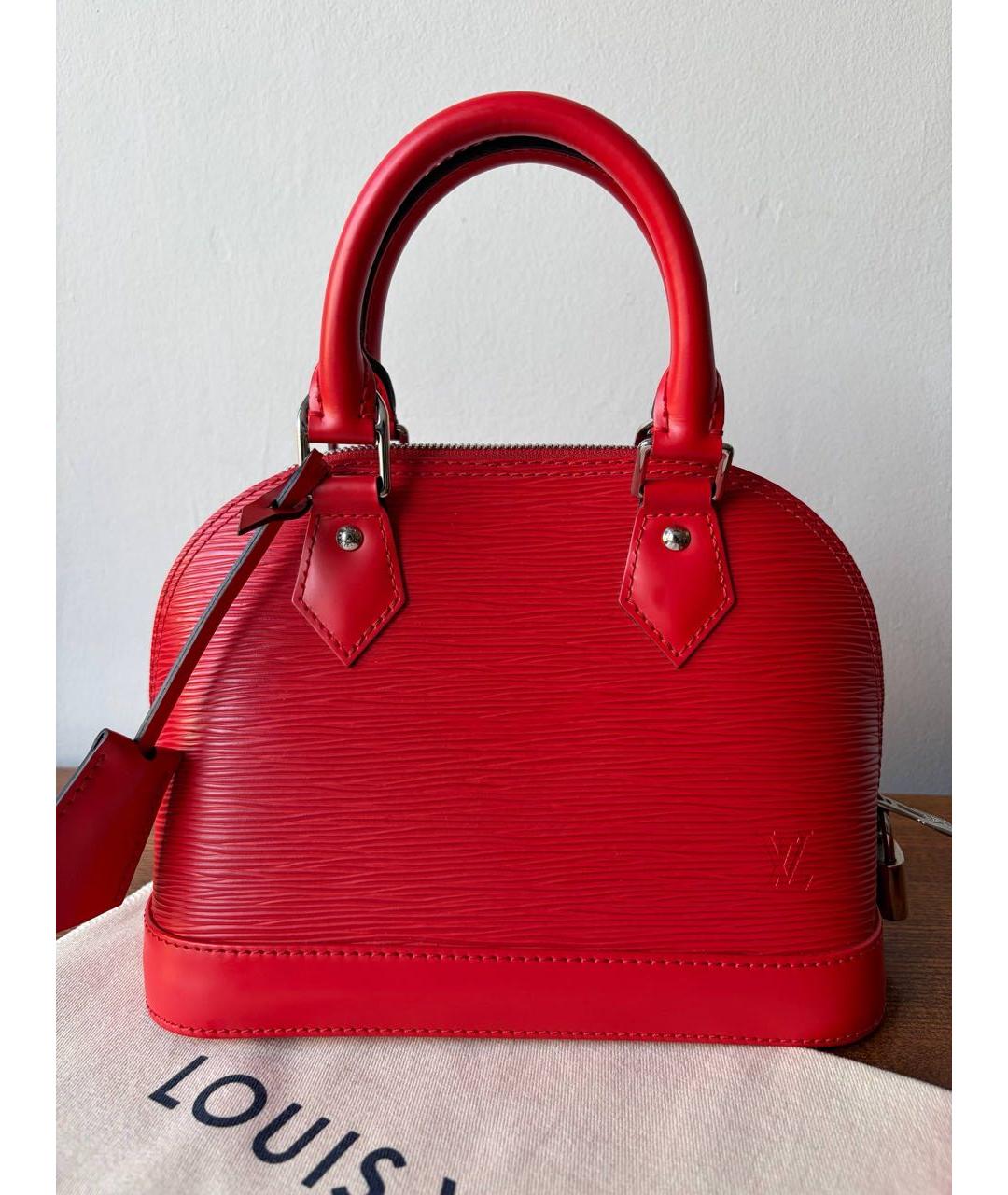 LOUIS VUITTON Красная кожаная сумка с короткими ручками, фото 4