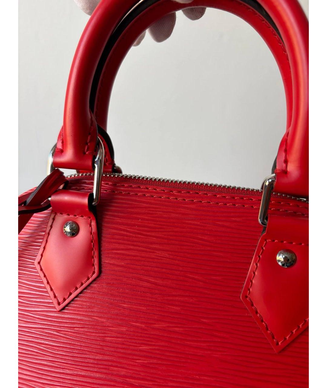 LOUIS VUITTON Красная кожаная сумка с короткими ручками, фото 5