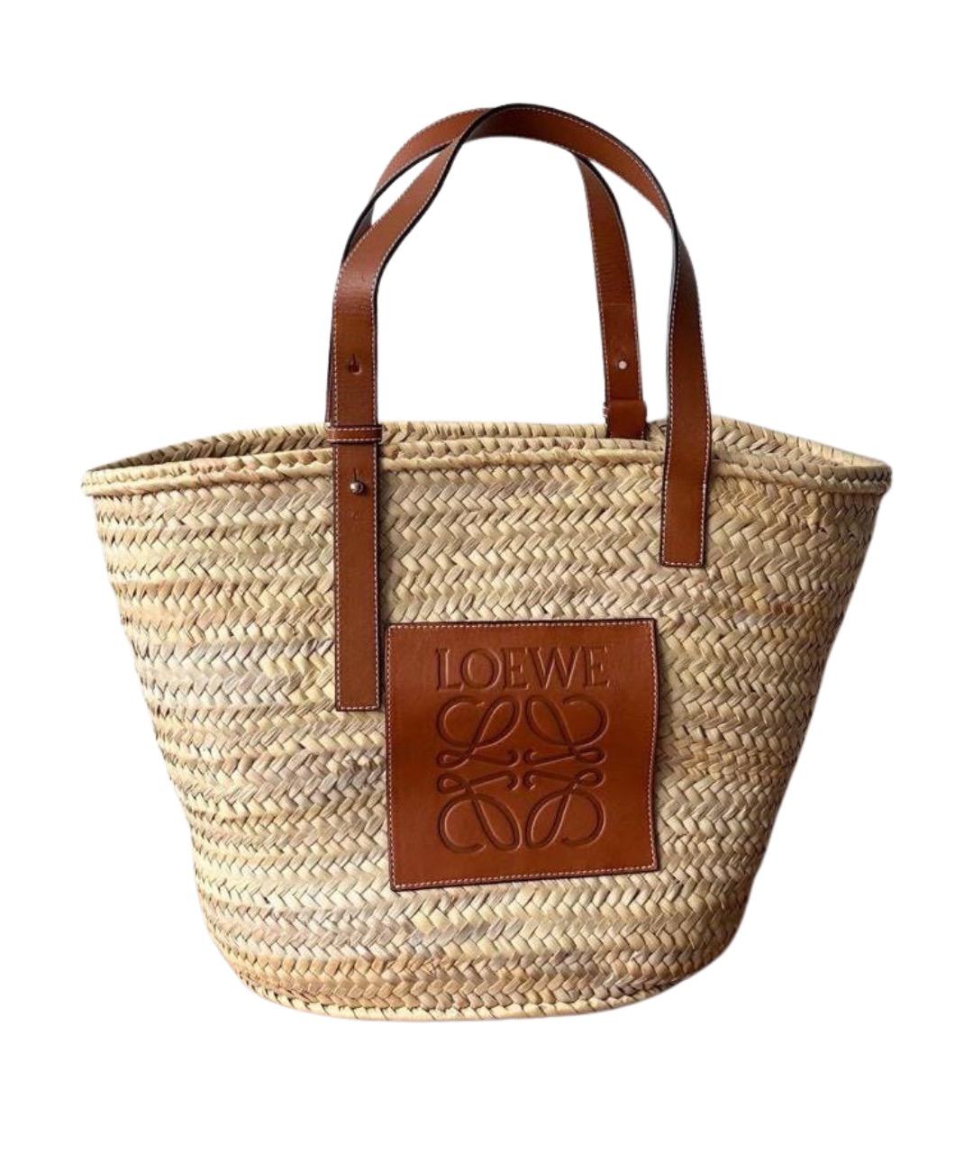 LOEWE Бежевая пелетеная сумка через плечо, фото 1