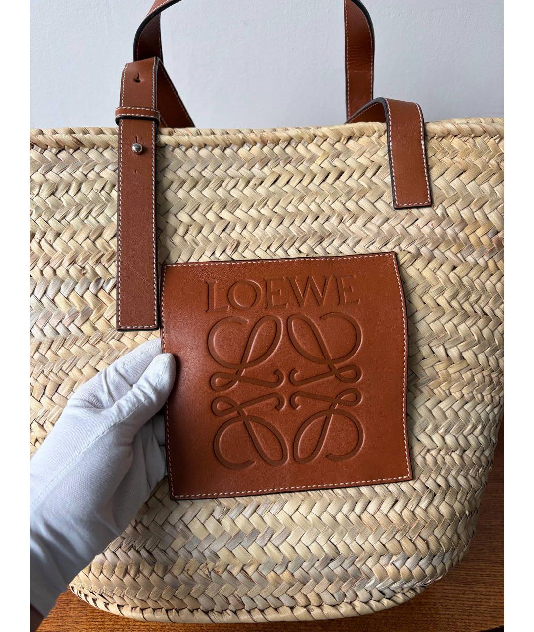 LOEWE Бежевая пелетеная сумка через плечо, фото 7