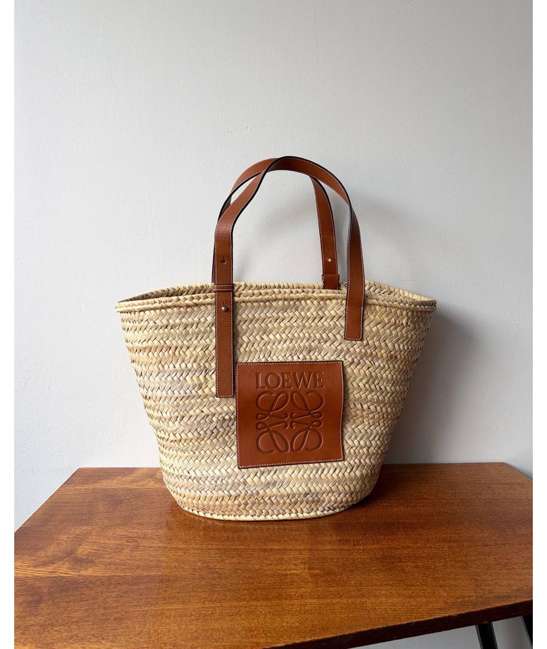 LOEWE Бежевая пелетеная сумка через плечо, фото 9