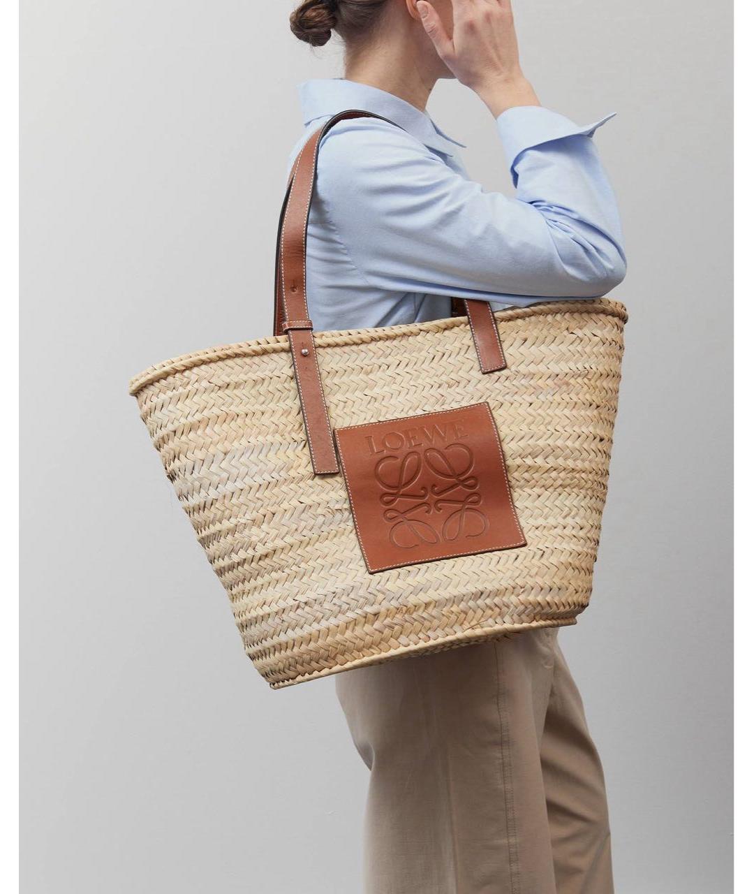 LOEWE Бежевая пелетеная сумка через плечо, фото 2