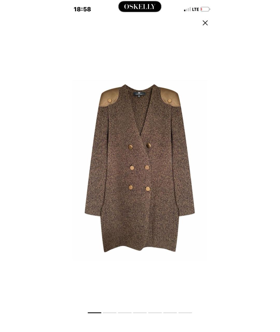 ELISABETTA FRANCHI Коричневый вискозный кардиган, фото 6