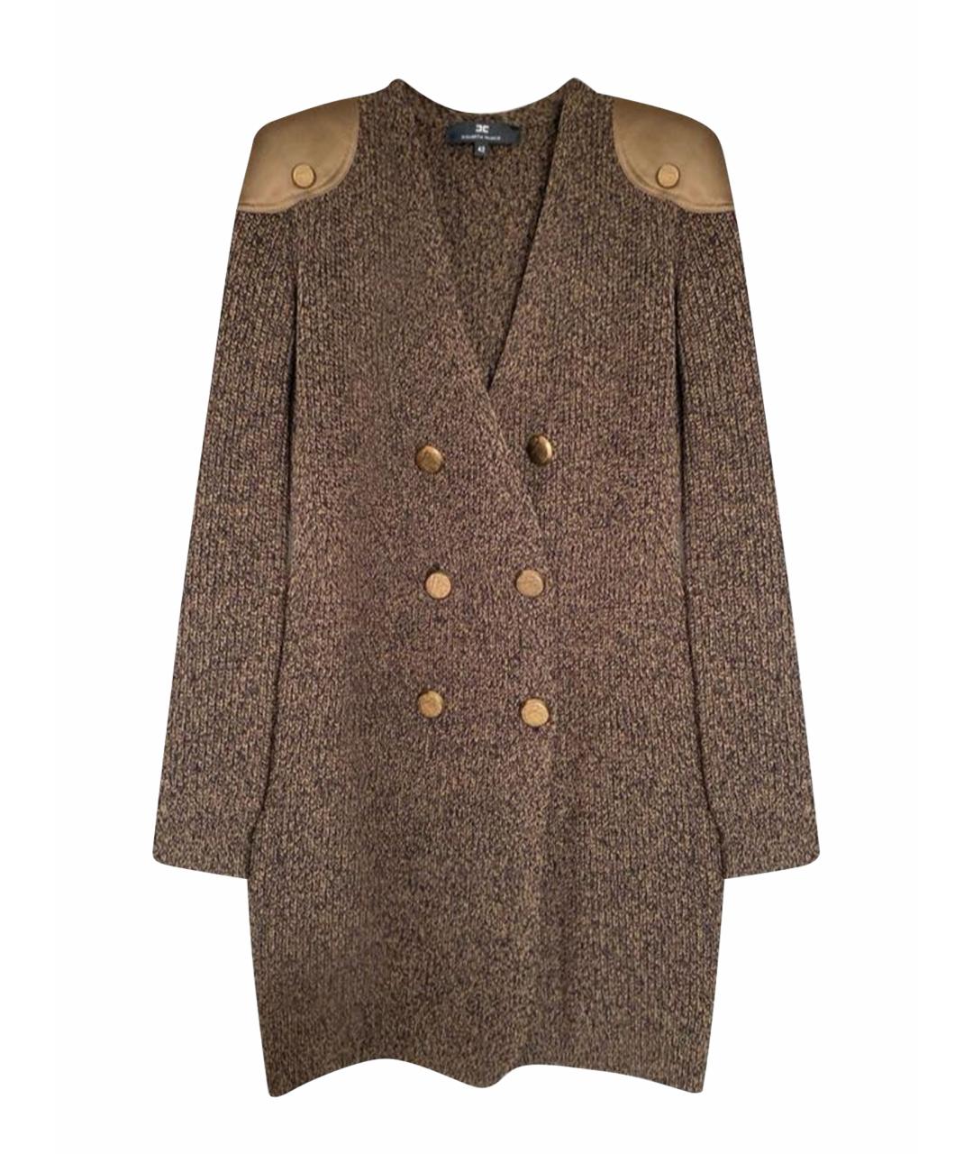 ELISABETTA FRANCHI Коричневый вискозный кардиган, фото 1