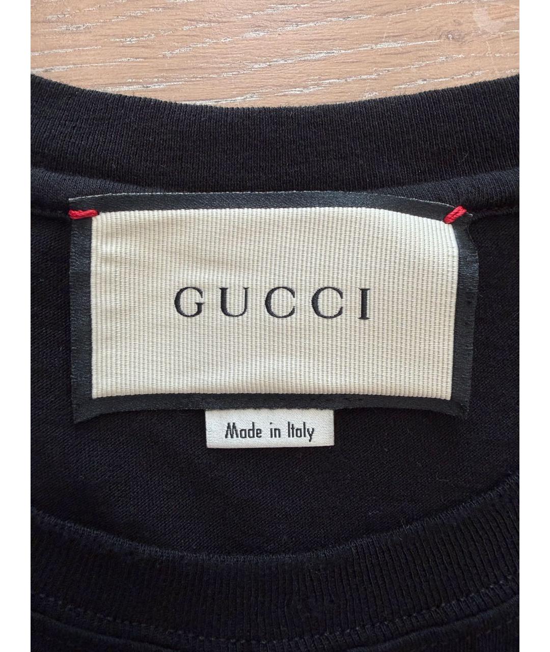 GUCCI Черная хлопковая футболка, фото 3