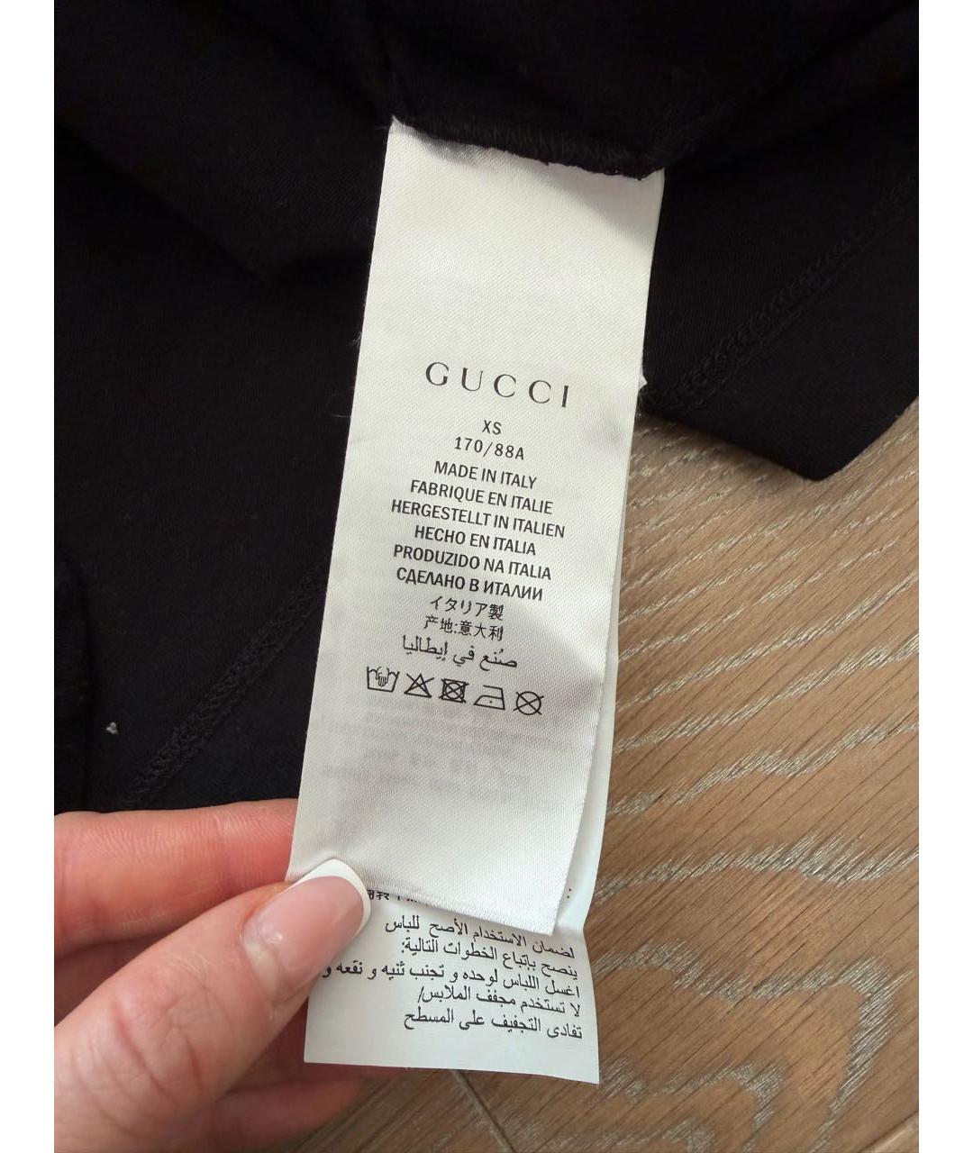 GUCCI Черная хлопковая футболка, фото 4