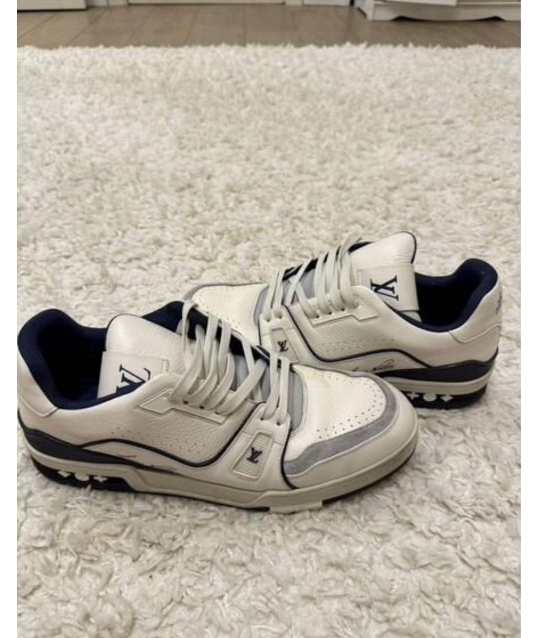 LOUIS VUITTON Белые кожаные низкие кроссовки / кеды, фото 8