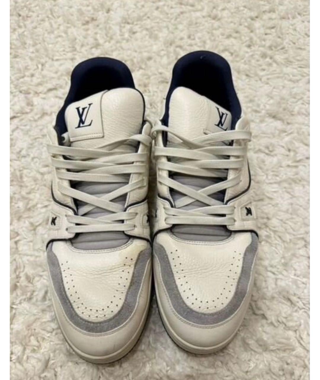 LOUIS VUITTON Белые кожаные низкие кроссовки / кеды, фото 3