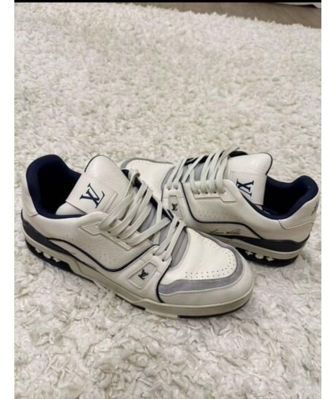 LOUIS VUITTON Белые кожаные низкие кроссовки / кеды, фото 2