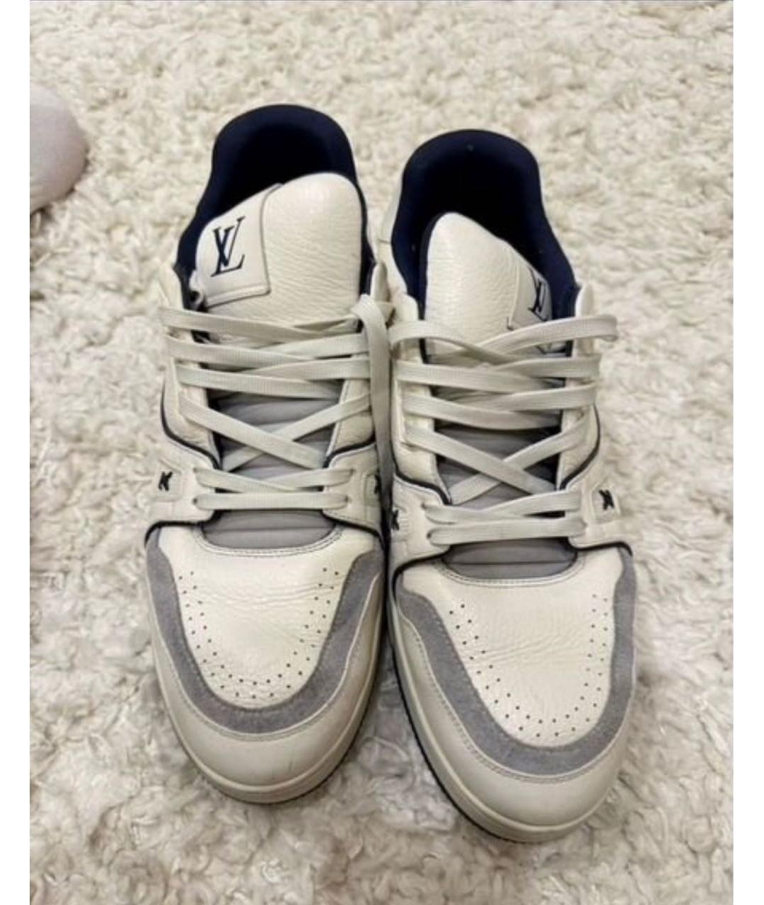 LOUIS VUITTON Белые кожаные низкие кроссовки / кеды, фото 7