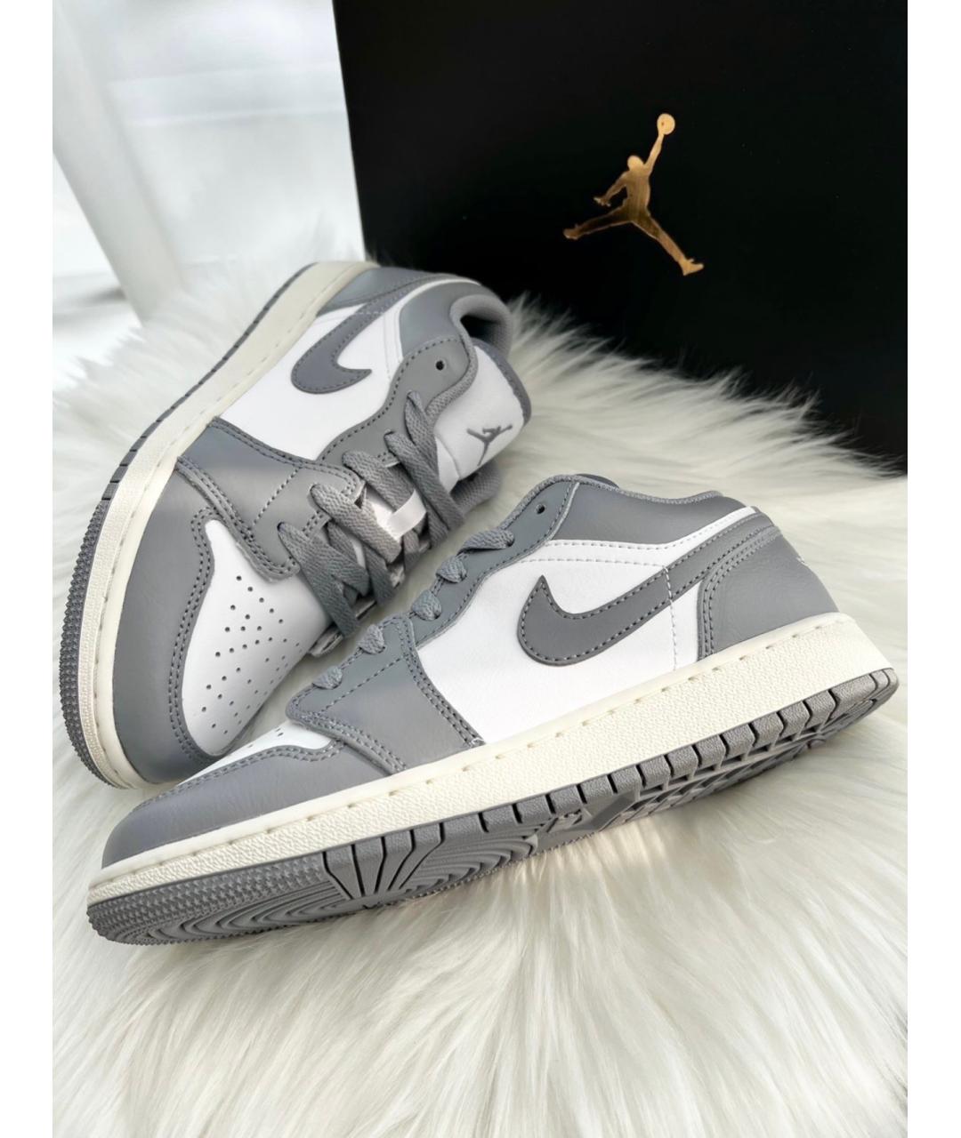 JORDAN Серые кожаные низкие кроссовки / кеды, фото 6