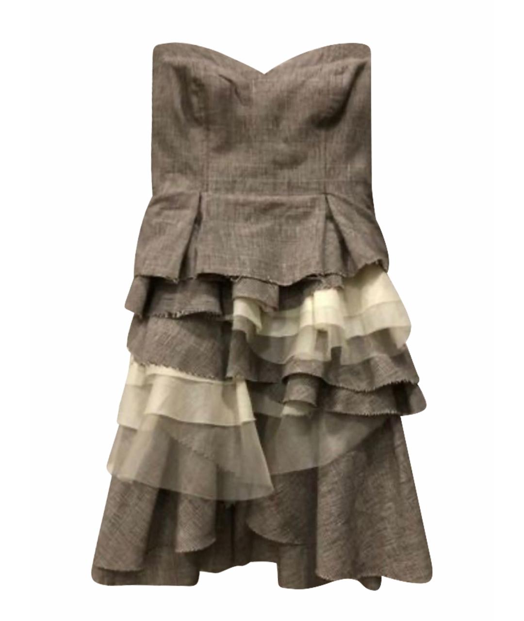 ERMANNO SCERVINO Бежевое льняное коктейльное платье, фото 1