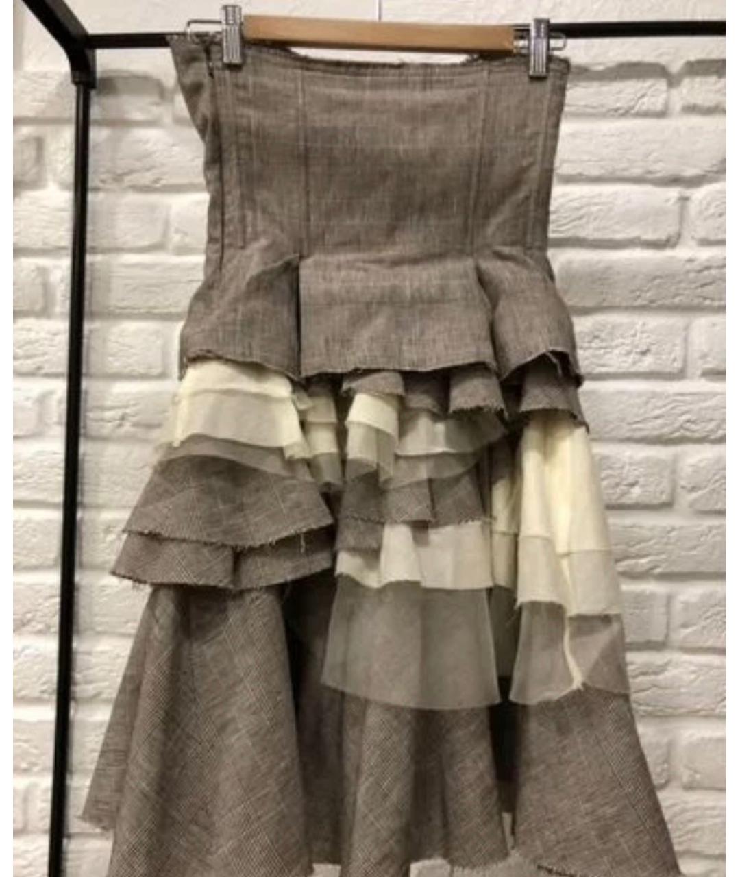 ERMANNO SCERVINO Бежевое льняное коктейльное платье, фото 2