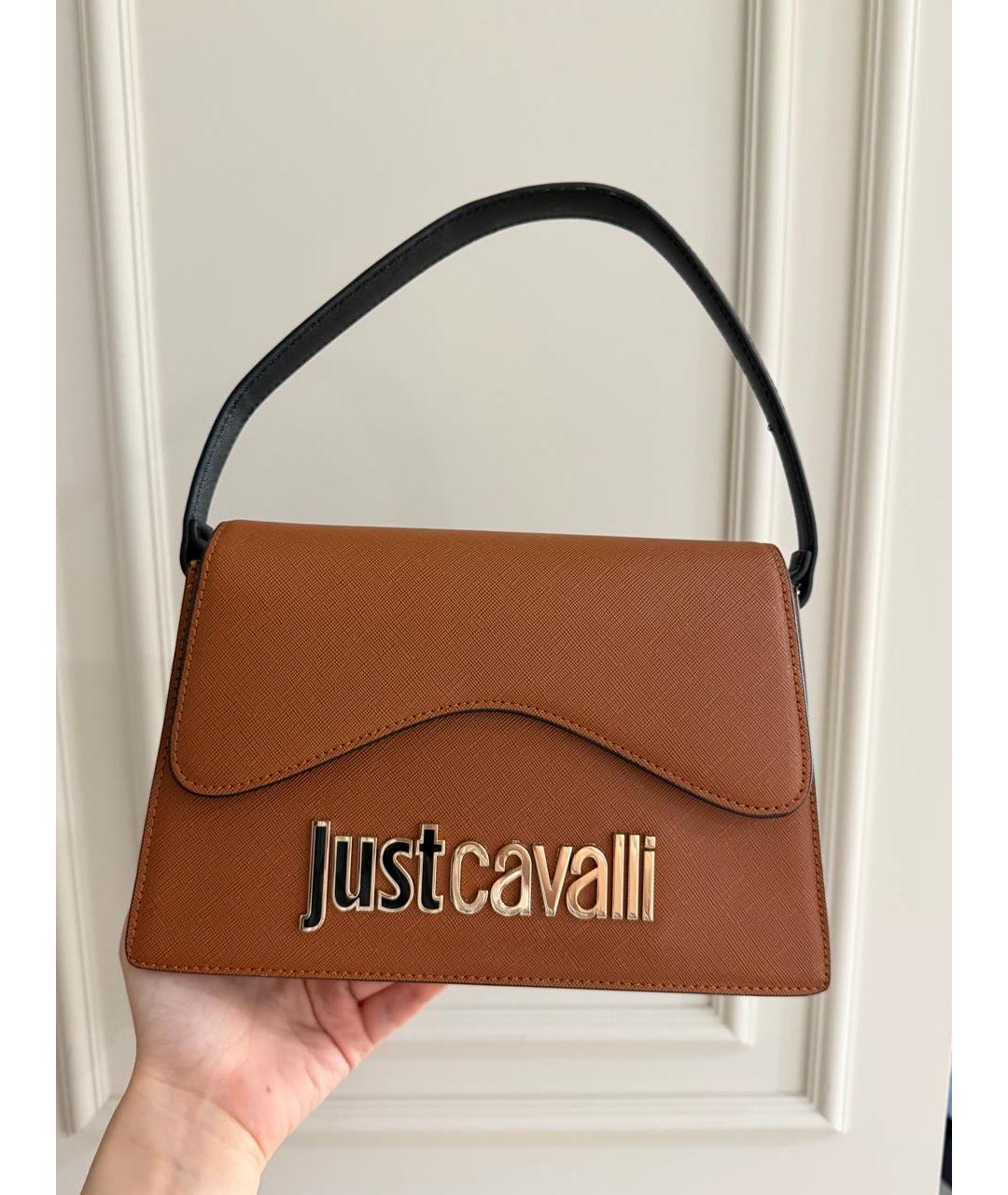 JUST CAVALLI Коричневая сумка с короткими ручками из искусственной кожи, фото 6