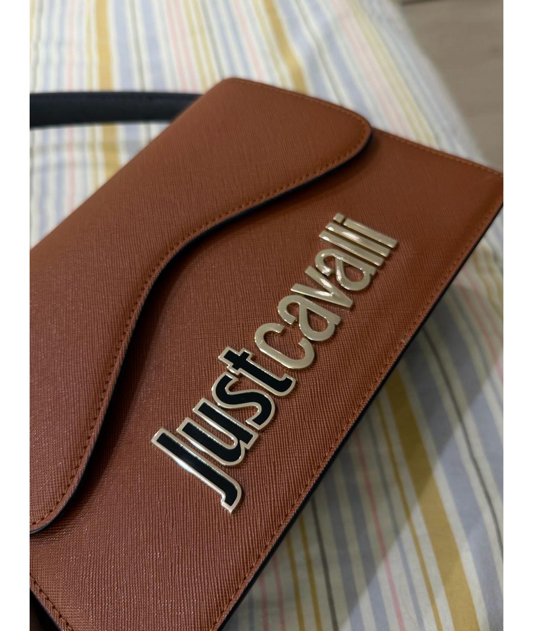 JUST CAVALLI Коричневая сумка с короткими ручками из искусственной кожи, фото 5