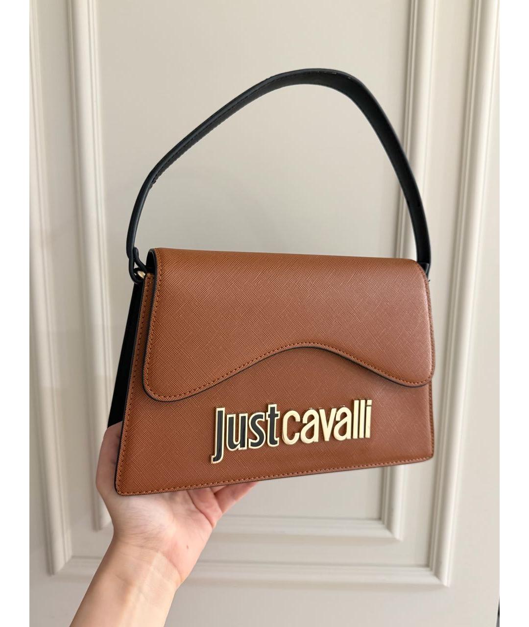 JUST CAVALLI Коричневая сумка с короткими ручками из искусственной кожи, фото 2