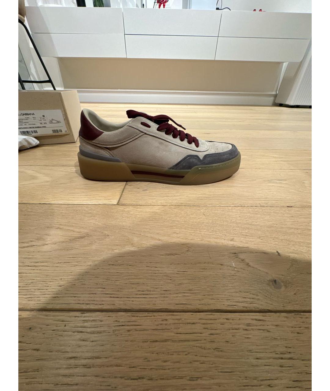 DOLCE&GABBANA Бежевые замшевые низкие кроссовки / кеды, фото 5