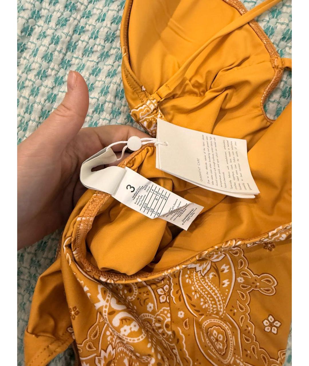 ZIMMERMANN Горчичный полиамидовый купальник, фото 5