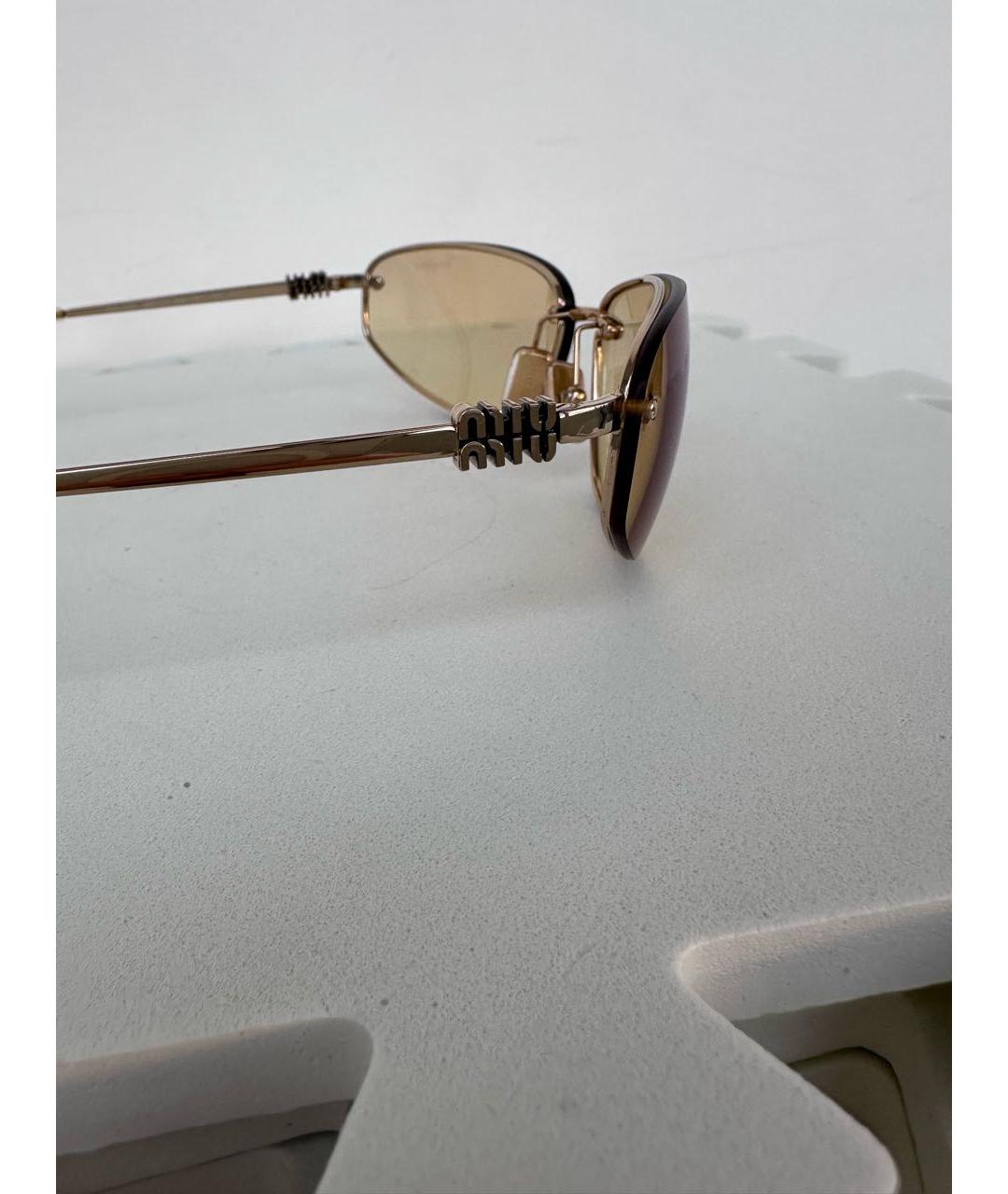 MIU MIU Золотые металлические солнцезащитные очки, фото 3