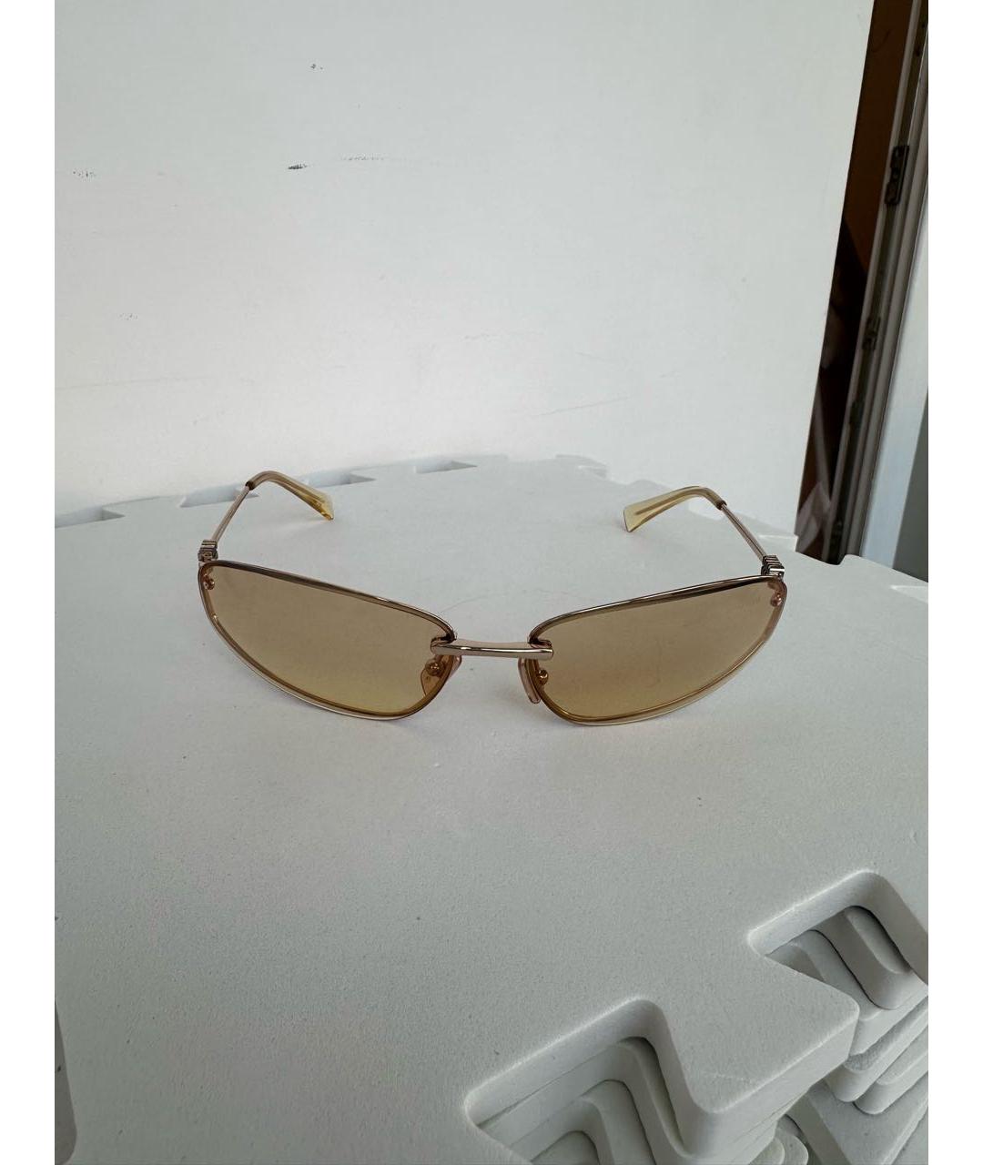 MIU MIU Золотые металлические солнцезащитные очки, фото 5