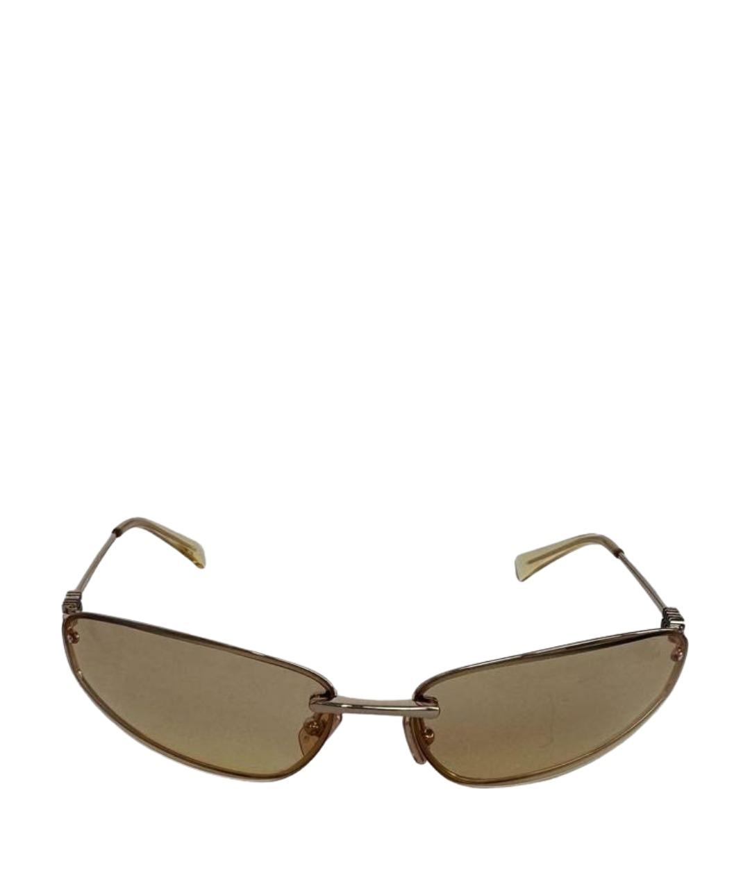 MIU MIU Золотые металлические солнцезащитные очки, фото 1