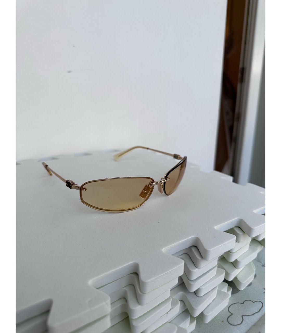 MIU MIU Золотые металлические солнцезащитные очки, фото 2