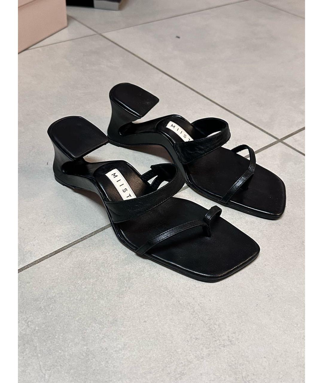 MIISTA Черные кожаные мюли, фото 3