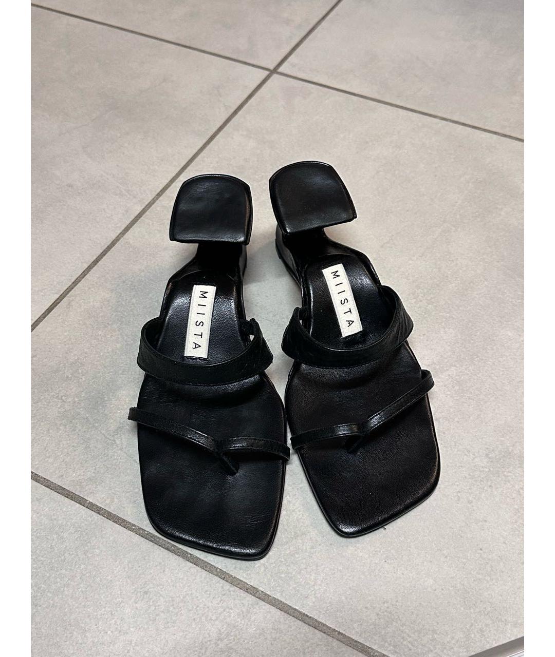 MIISTA Черные кожаные мюли, фото 2