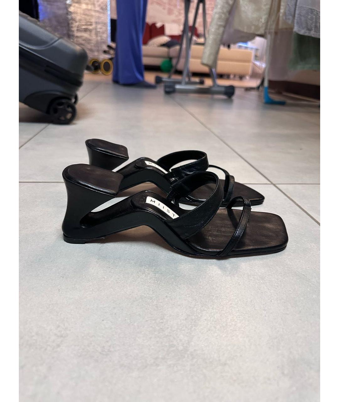 MIISTA Черные кожаные мюли, фото 5
