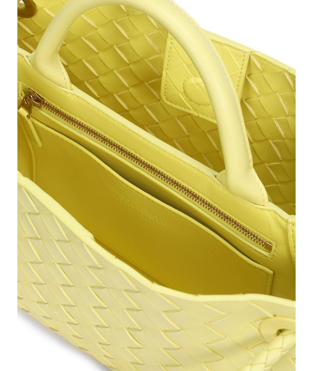 BOTTEGA VENETA Желтая кожаная сумка с короткими ручками, фото 4