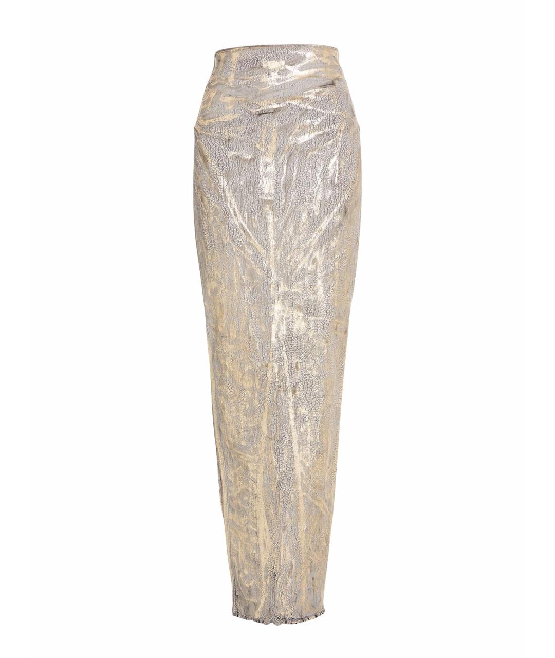 RICK OWENS Золотая хлопковая юбка миди, фото 1