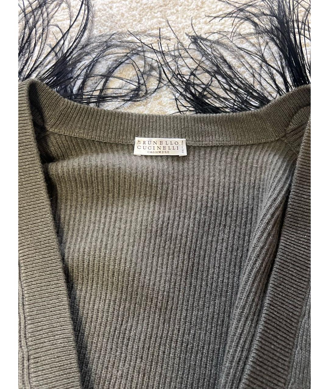 BRUNELLO CUCINELLI Зеленый кашемировый кардиган, фото 3