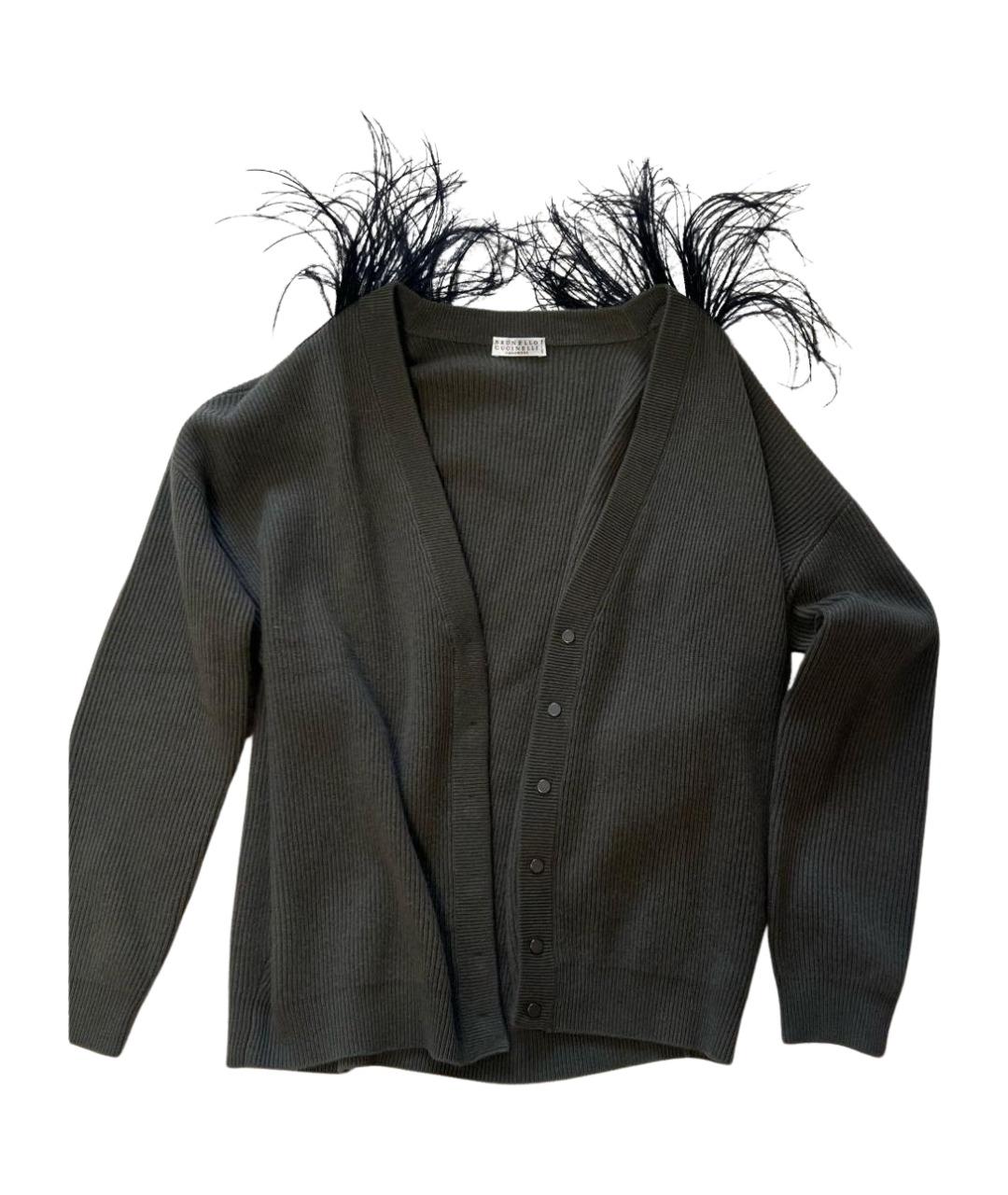 BRUNELLO CUCINELLI Зеленый кашемировый кардиган, фото 6