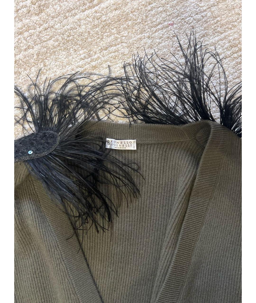 BRUNELLO CUCINELLI Зеленый кашемировый кардиган, фото 2