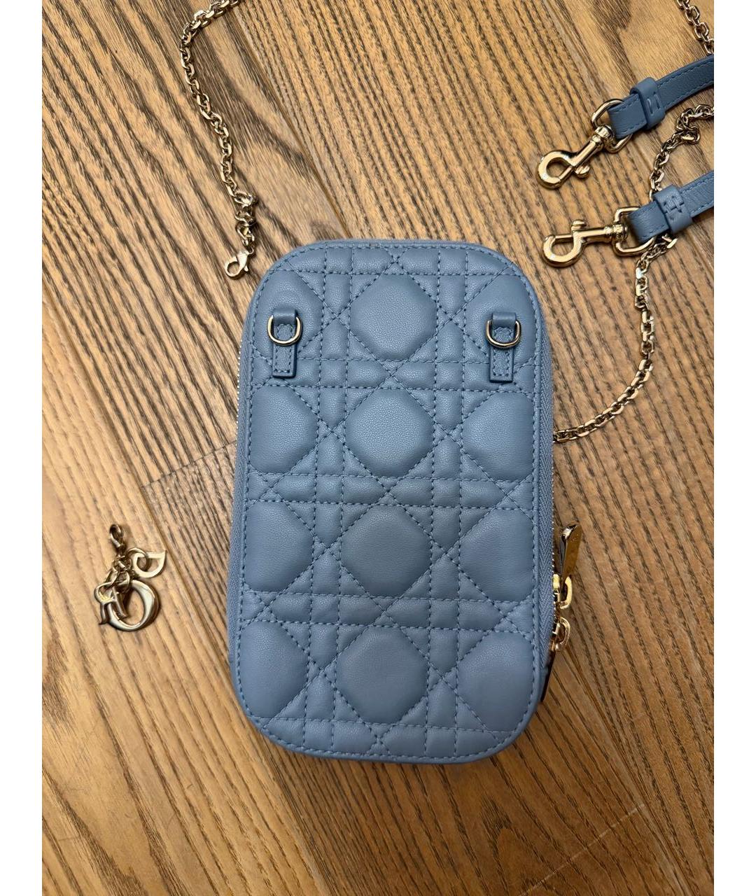 CHRISTIAN DIOR Голубая кожаная сумка через плечо, фото 2