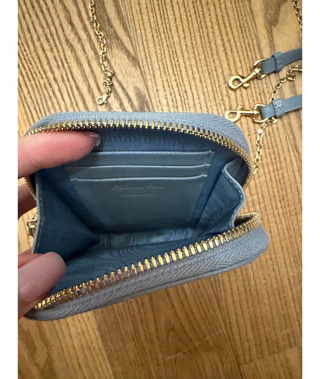 CHRISTIAN DIOR Голубая кожаная сумка через плечо, фото 3