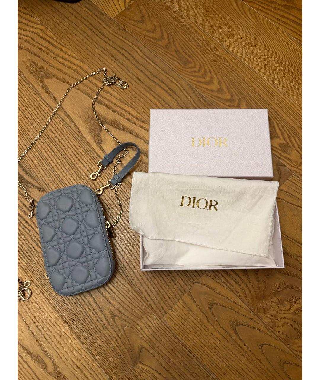 CHRISTIAN DIOR Голубая кожаная сумка через плечо, фото 4