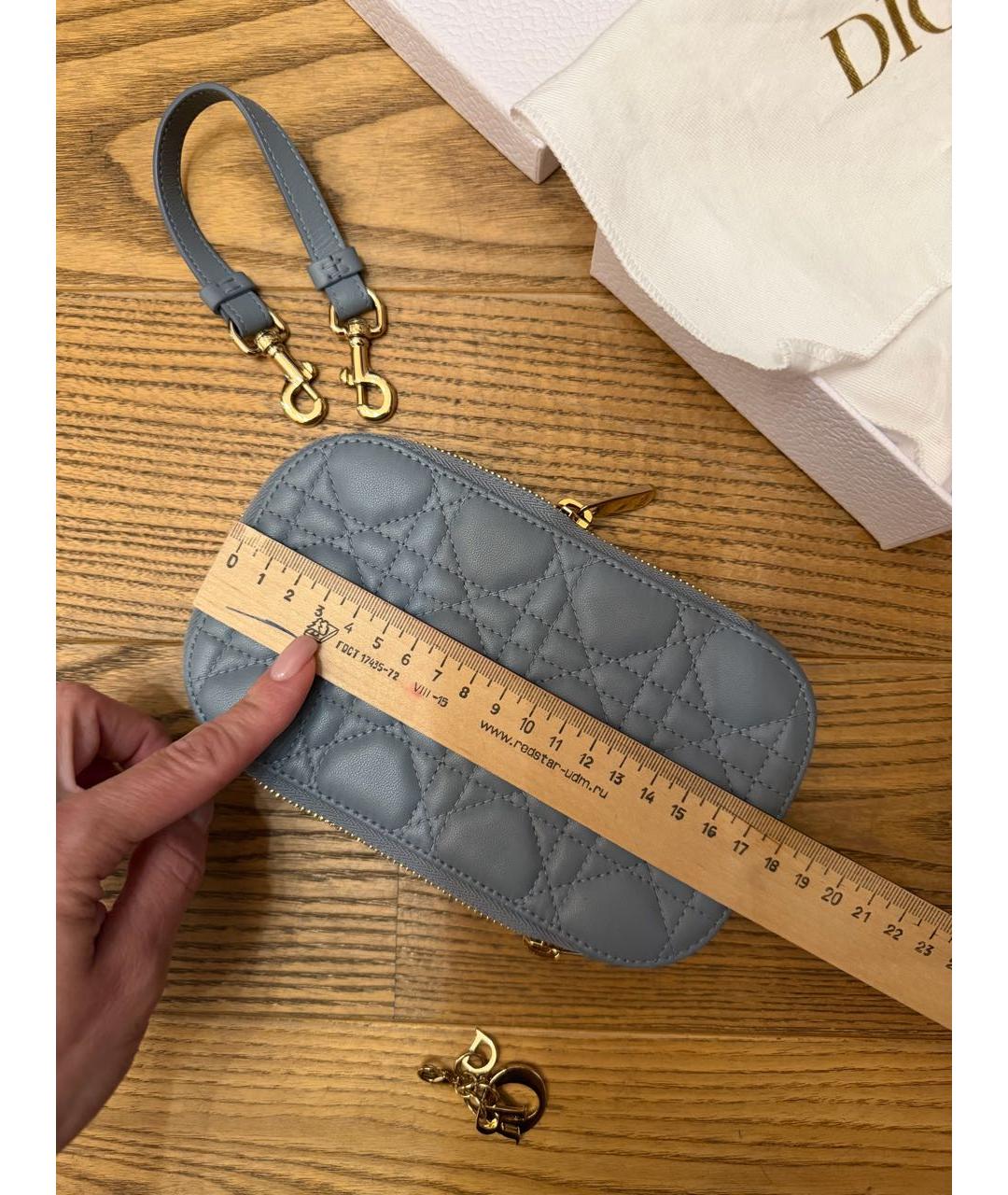 CHRISTIAN DIOR Голубая кожаная сумка через плечо, фото 5