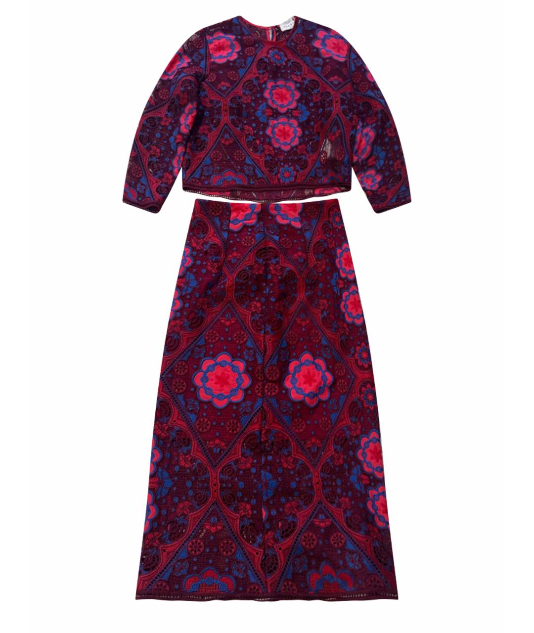 SANDRO Бордовый кружевной костюм с юбками, фото 1