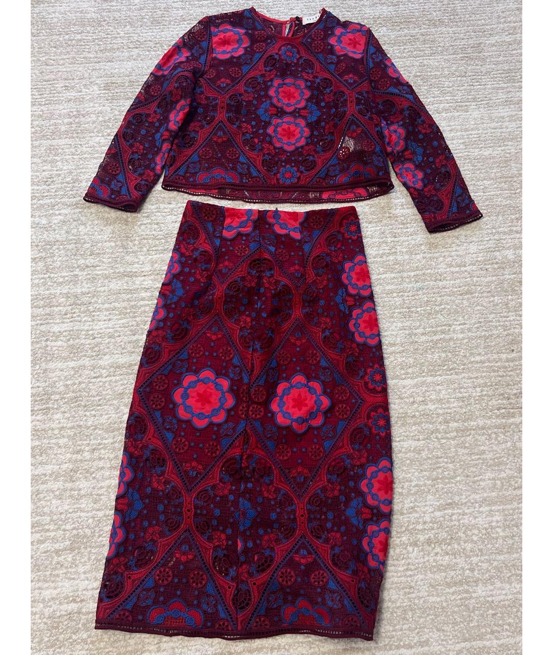 SANDRO Бордовый кружевной костюм с юбками, фото 4