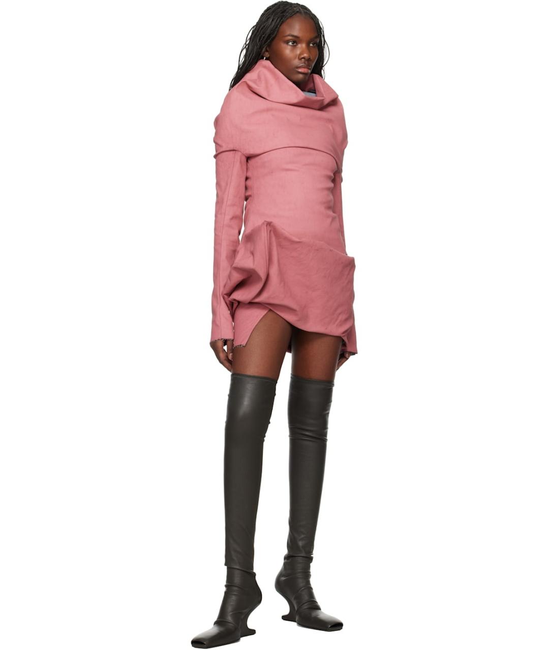 RICK OWENS Розовая хлопковая юбка мини, фото 7