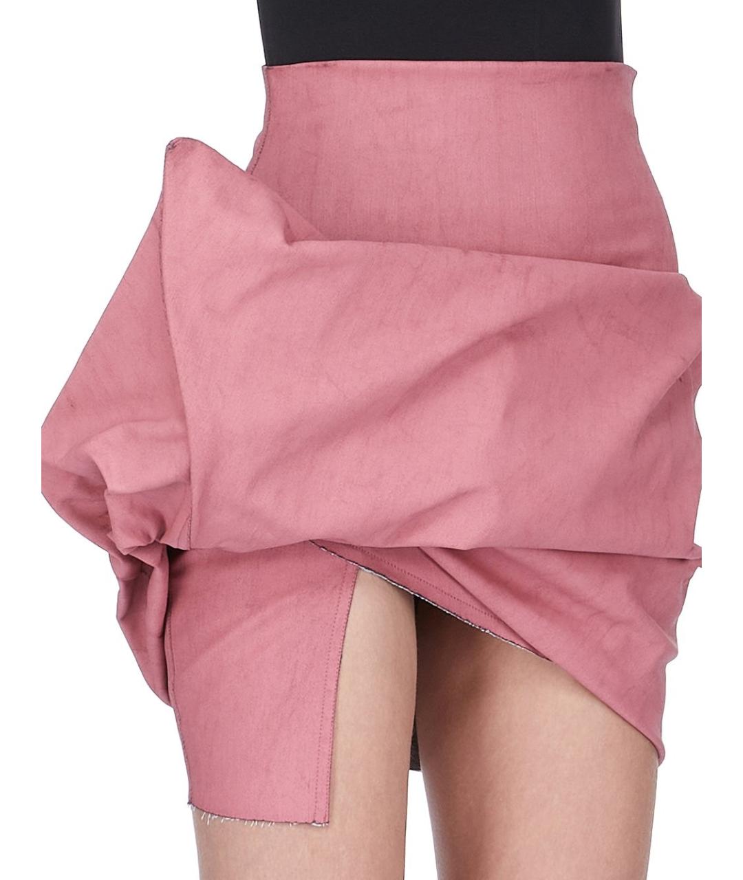 RICK OWENS Розовая хлопковая юбка мини, фото 8
